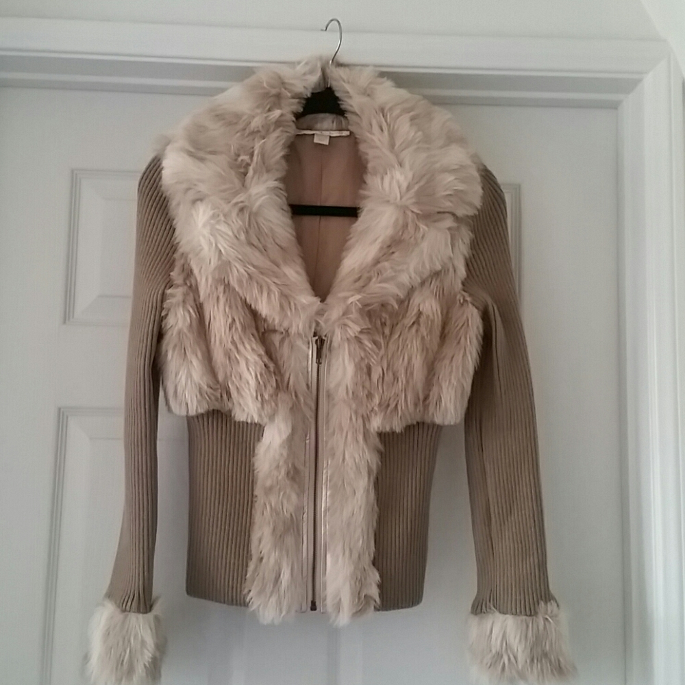 Boston Proper Faux fur sweater xs